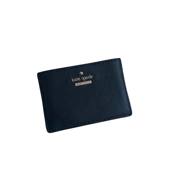 KATE SPADE Black Saffiano Slim Leather Logo Credit Card Wallet - Picture 2 of 4